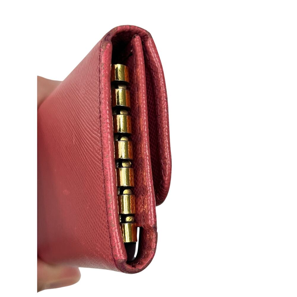 Prada Saffiano Leather 6 Key Holder Coral Pink Tamaris Gold Logo - Picture 11 of 15